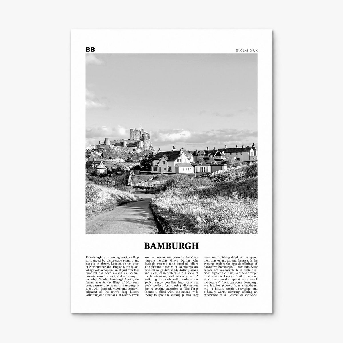Bamburgh Newspaper Poster, print only (unframed)