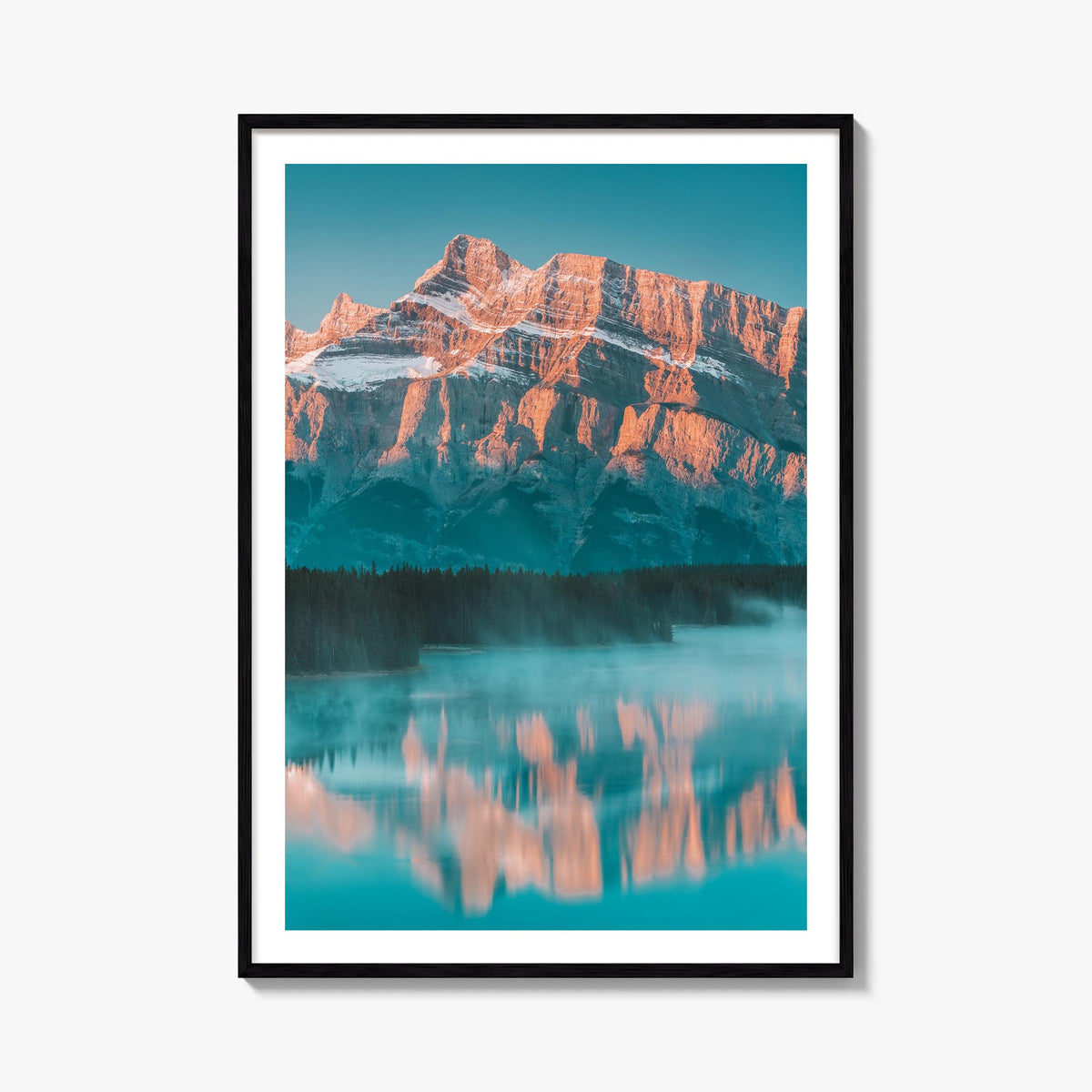 Banff colorful photo poster of Alberta, Canada – vertical wall art, unframed print shown in interior mockup