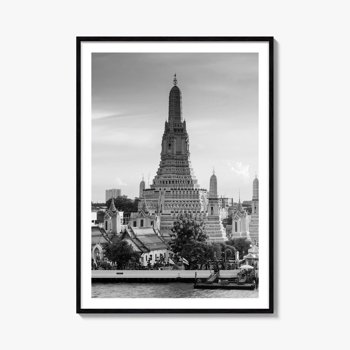 Bangkok black & white photo poster of Thailand – vertical wall art, unframed print shown in interior mockup