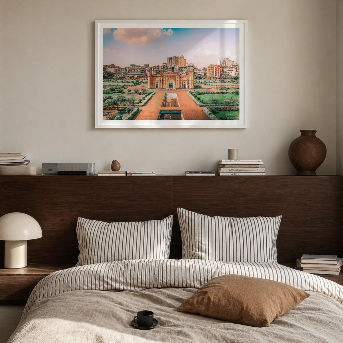 Bangladesh colorful photo poster of Asia – horizontal wall art in white wood frame with white border, hanging on wall