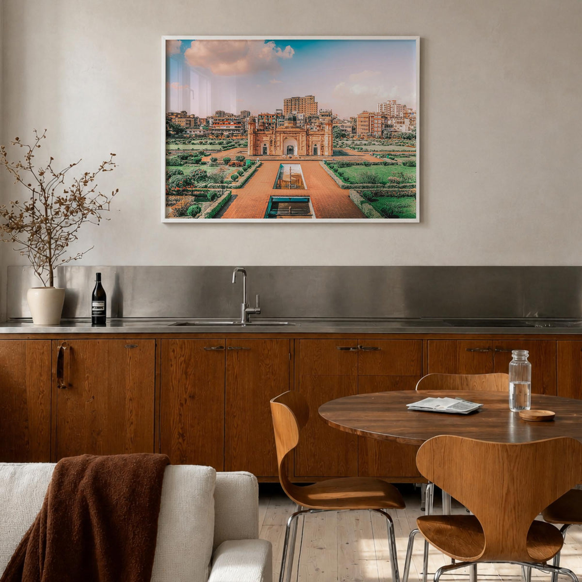 Bangladesh colorful photo poster of Asia – horizontal wall art in white wood frame, hanging on wall