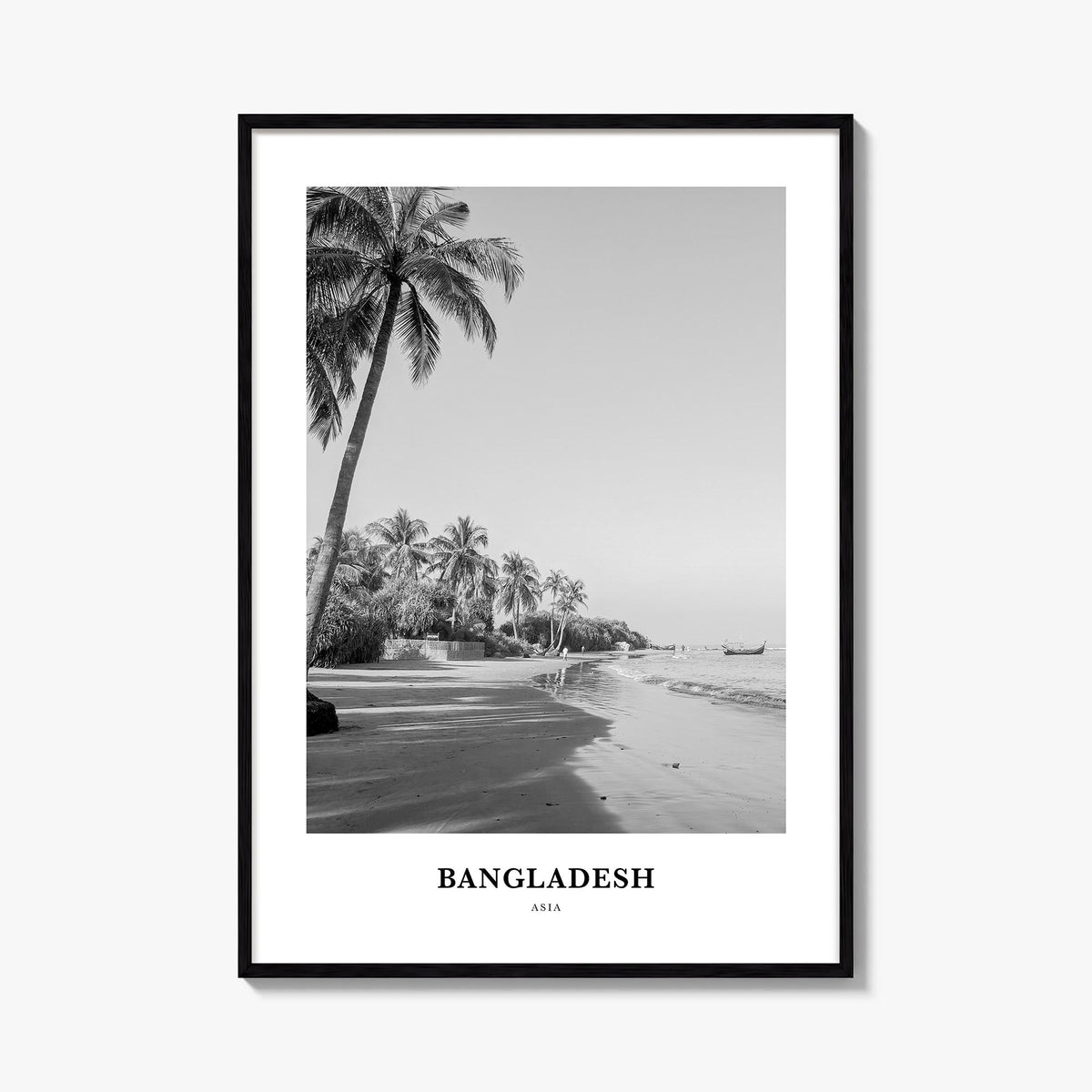 Bangladesh no. 2 black & white classic poster of Asia – vertical wall art, unframed print shown in interior mockup