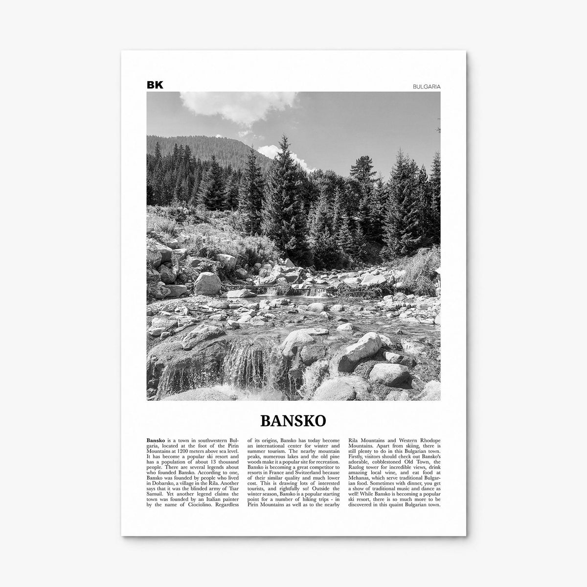 Bansko Newspaper Poster, print only (unframed)