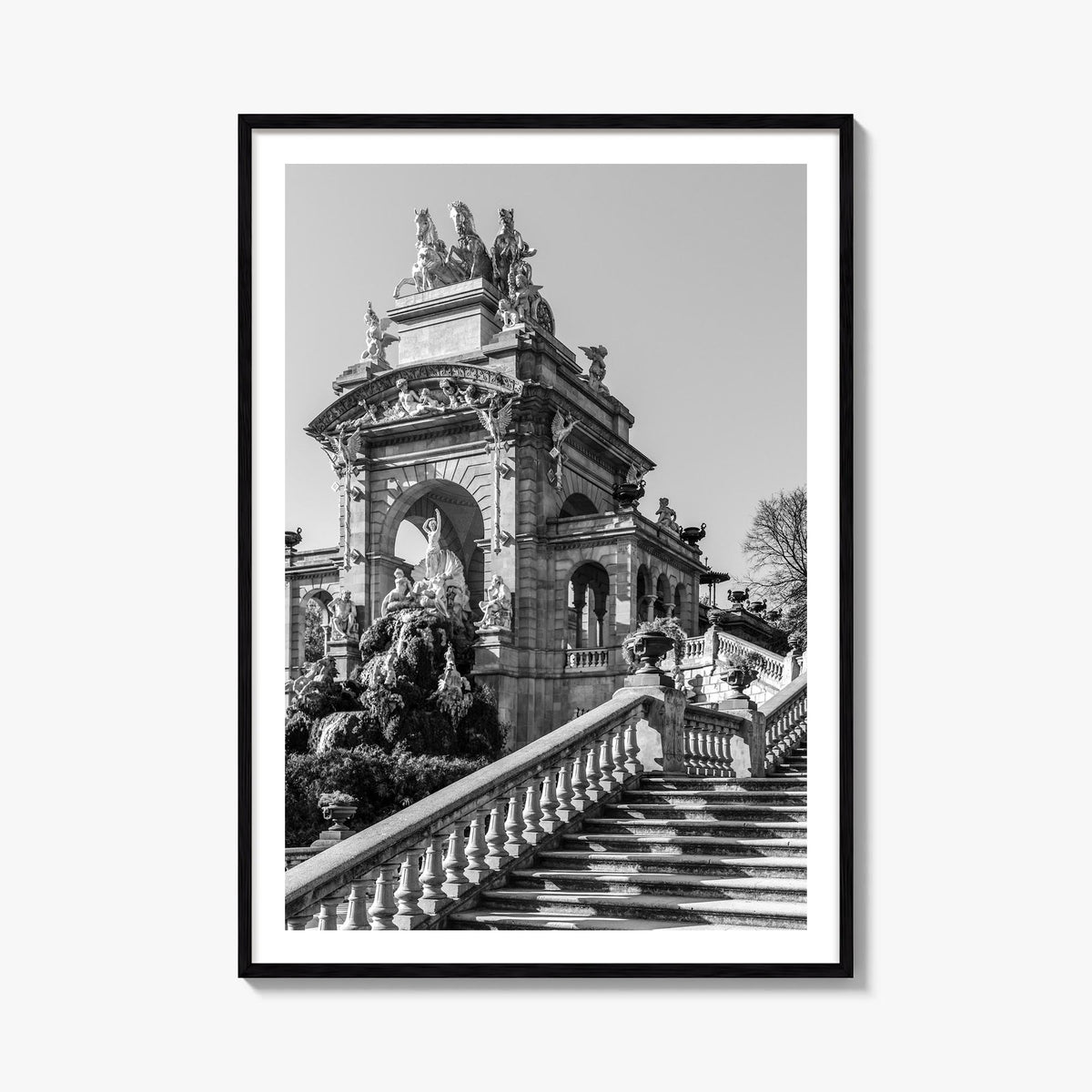 Barcelona no. 3 black & white photo poster of Spain – vertical wall art, unframed print shown in interior mockup