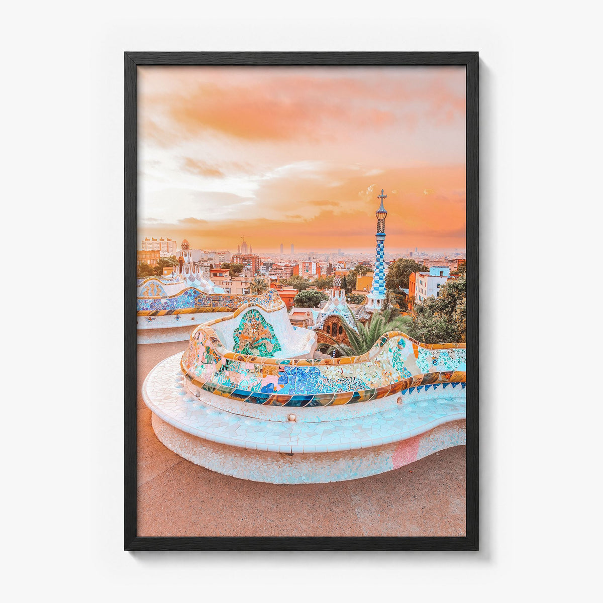 Barcelona Photo No 2 Poster in a black wood frame, full image (no border)