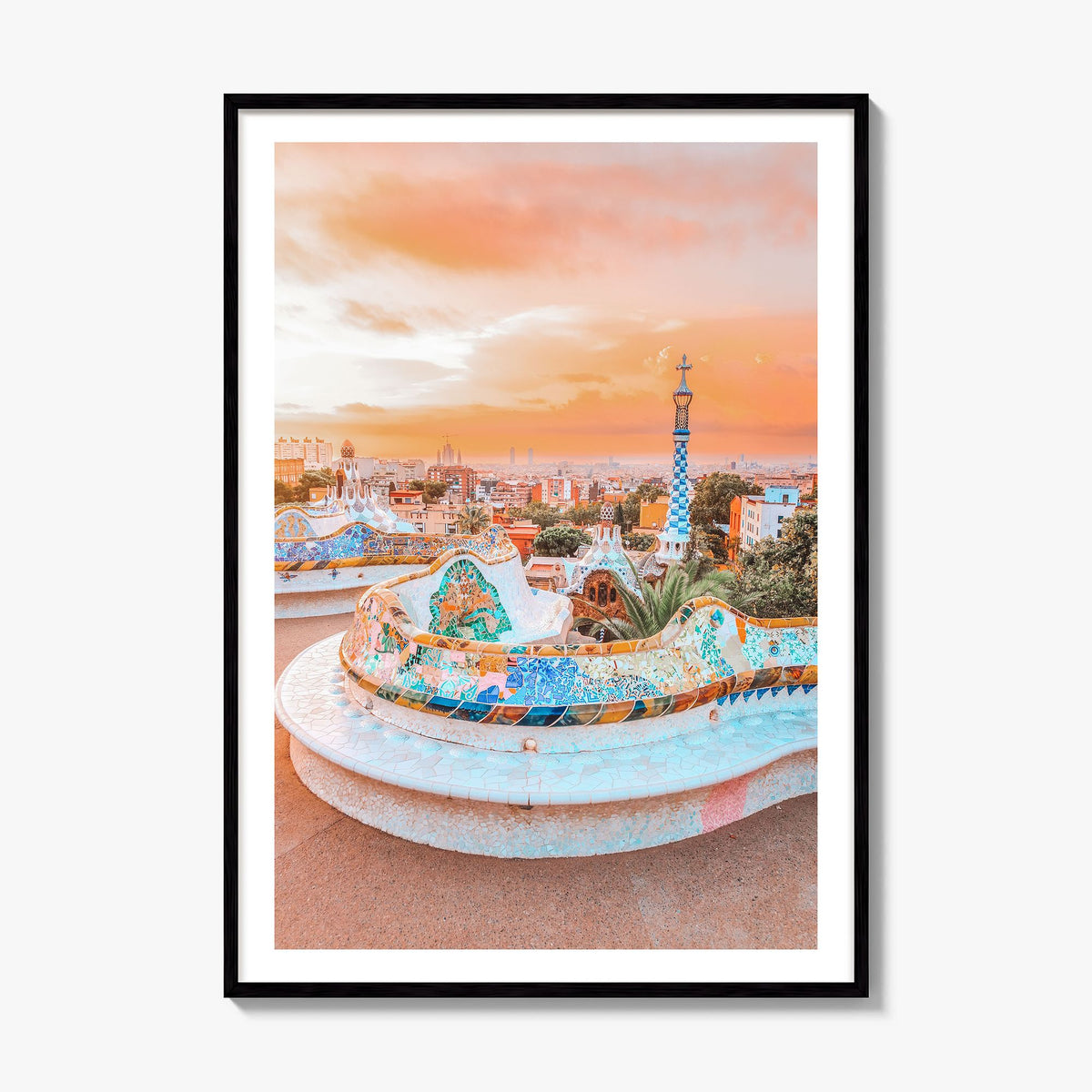 Barcelona Photo No 2 Poster, framed poster mockup, white border