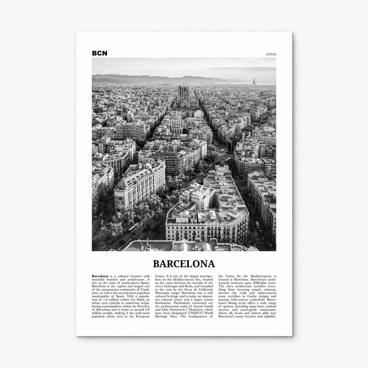 Barcelona Newspaper No 1 Poster, print only (unframed)