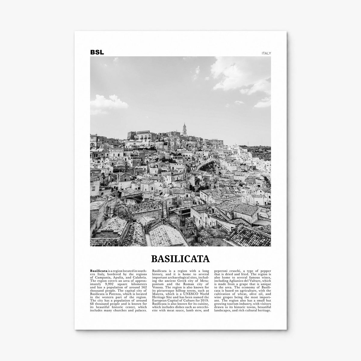 Basilicata Newspaper Poster, print only (unframed)