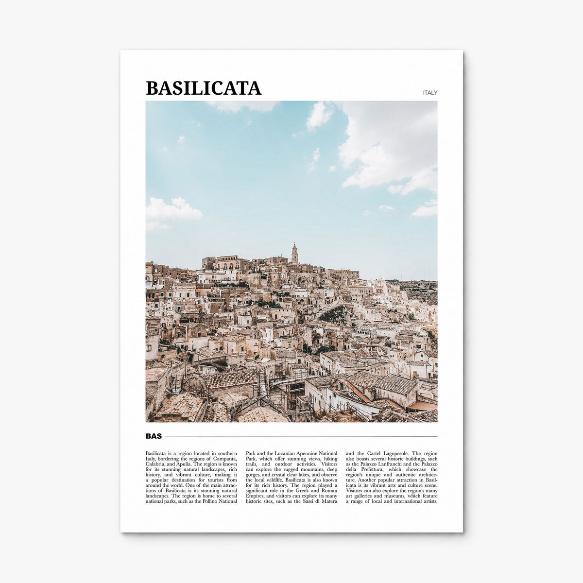 Basilicata Travel Poster, print only (unframed)