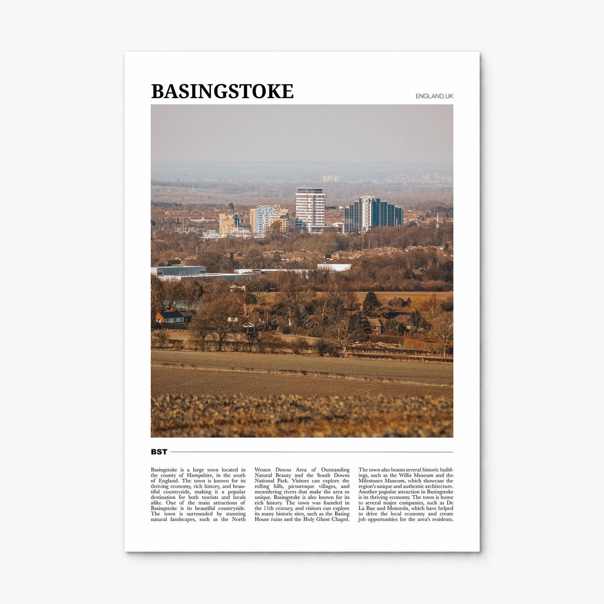 Basingstoke Travel Poster, print only (unframed)