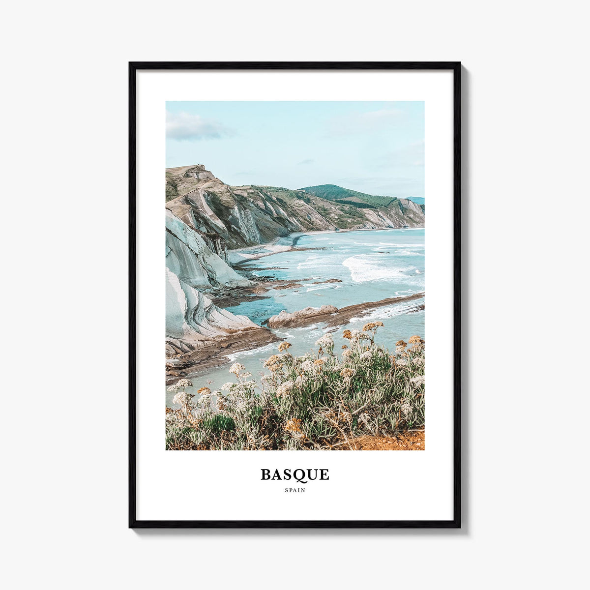 Basque Country no. 1 colorful classic poster of Spain – vertical wall art, unframed print shown in interior mockup