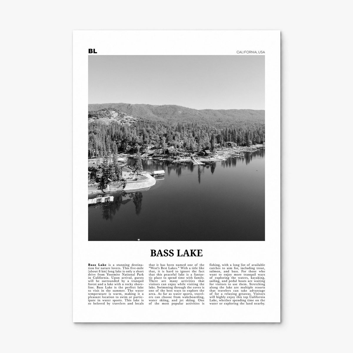 Bass Lake Newspaper Poster, print only (unframed)