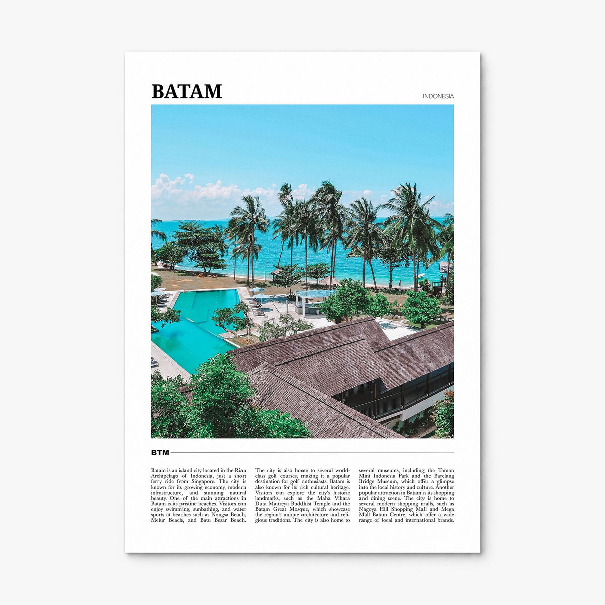 Batam Travel Poster, print only (unframed)