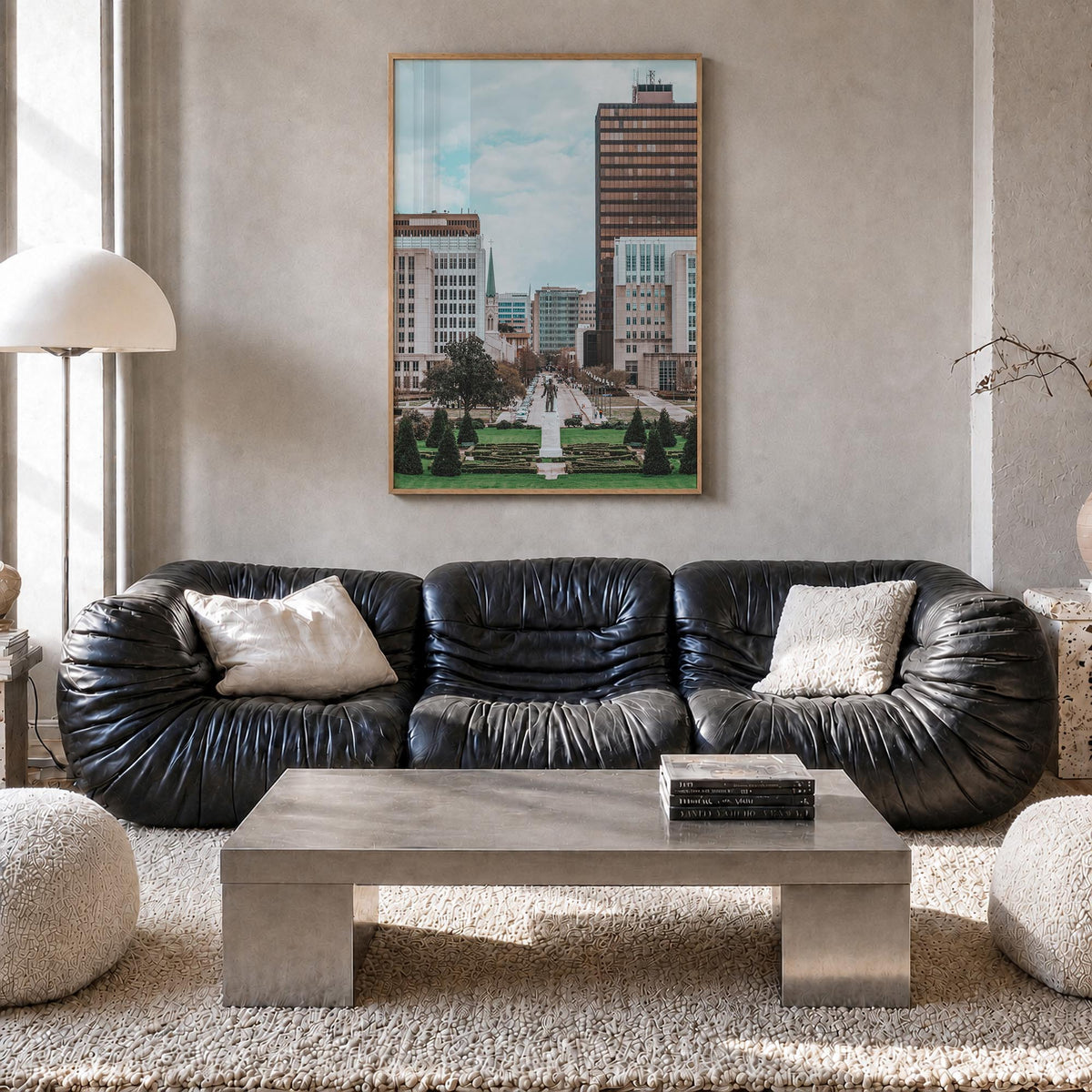 Baton Rouge no. 1 colorful photo poster of Louisiana, USA – vertical wall art in natural wood frame, hanging on wall