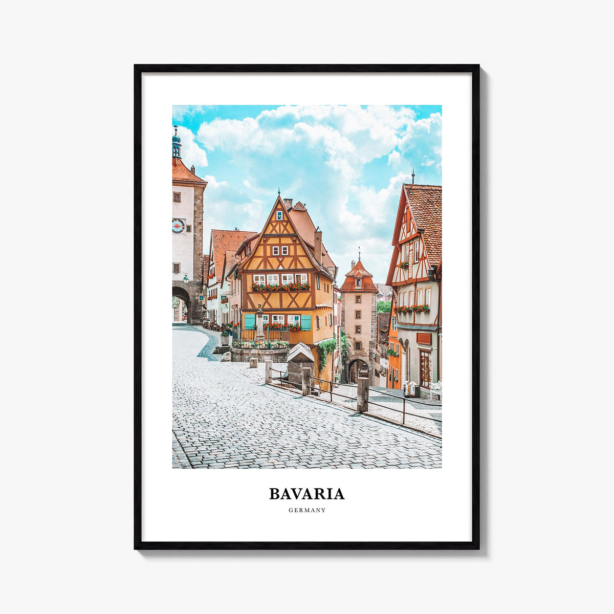 Bavaria colorful classic poster of Germany – vertical wall art, unframed print shown in interior mockup