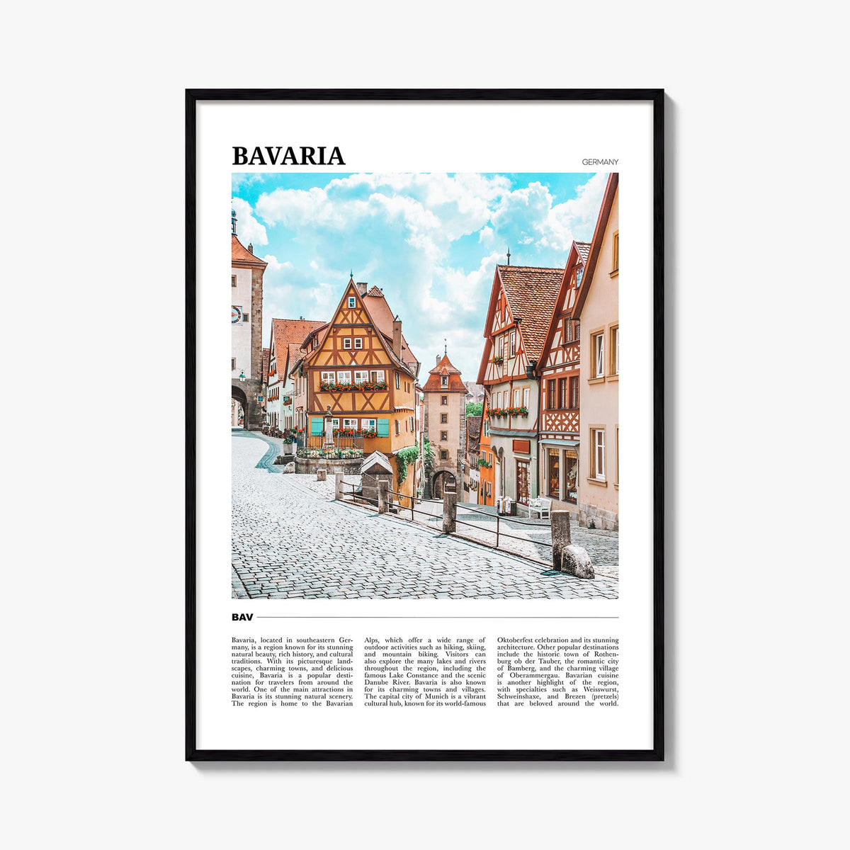 Bavaria colorful travel poster of Germany – vertical wall art, unframed print shown in interior mockup