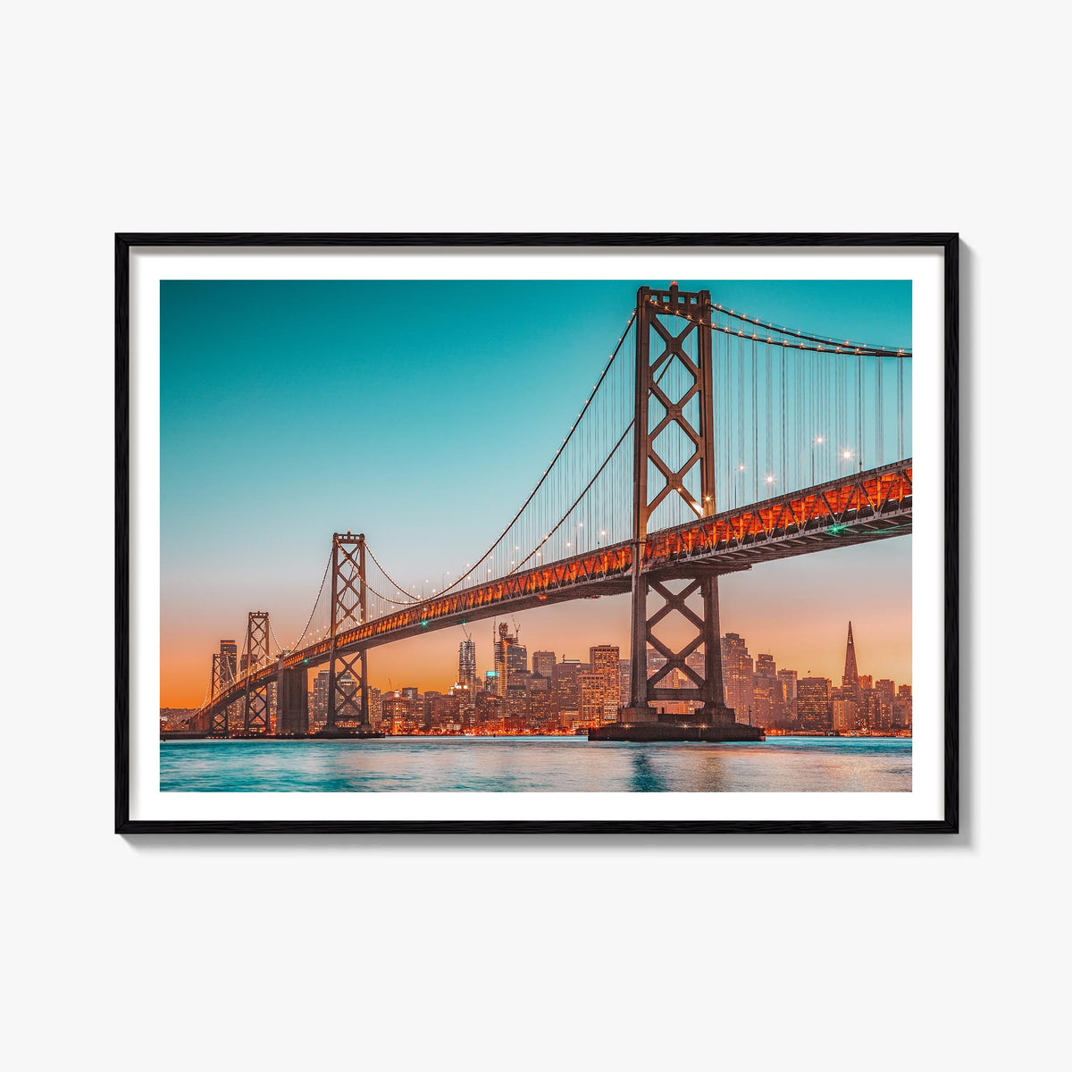 Bay Area no. 2 colorful photo poster of California, USA – horizontal wall art, unframed print shown in interior mockup