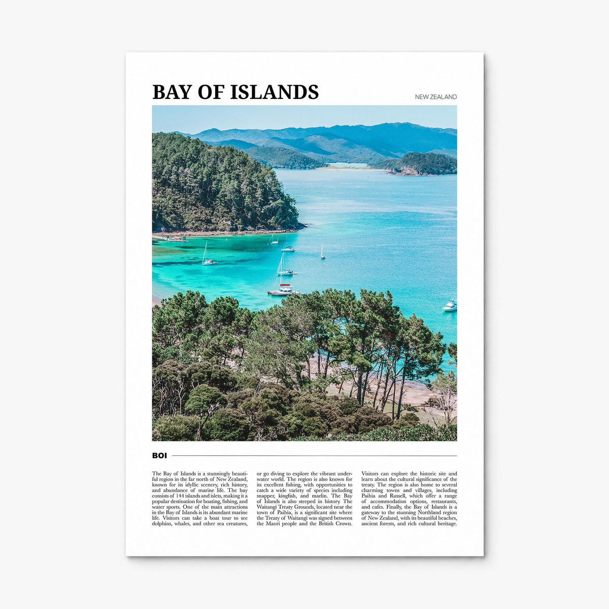 Bay of Islands Travel Poster, print only (unframed)