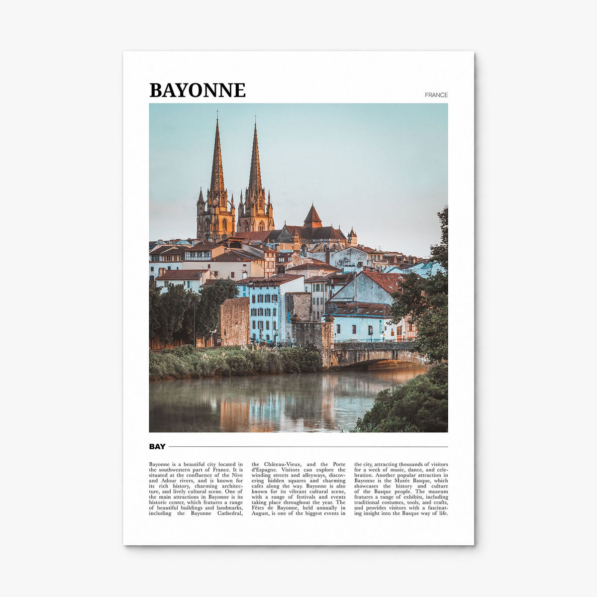 Bayonne, France Travel Poster, print only (unframed)