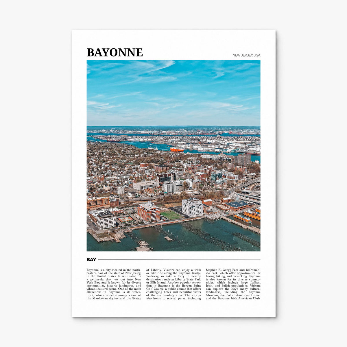 Bayonne, New Jersey Travel Poster, print only (unframed)