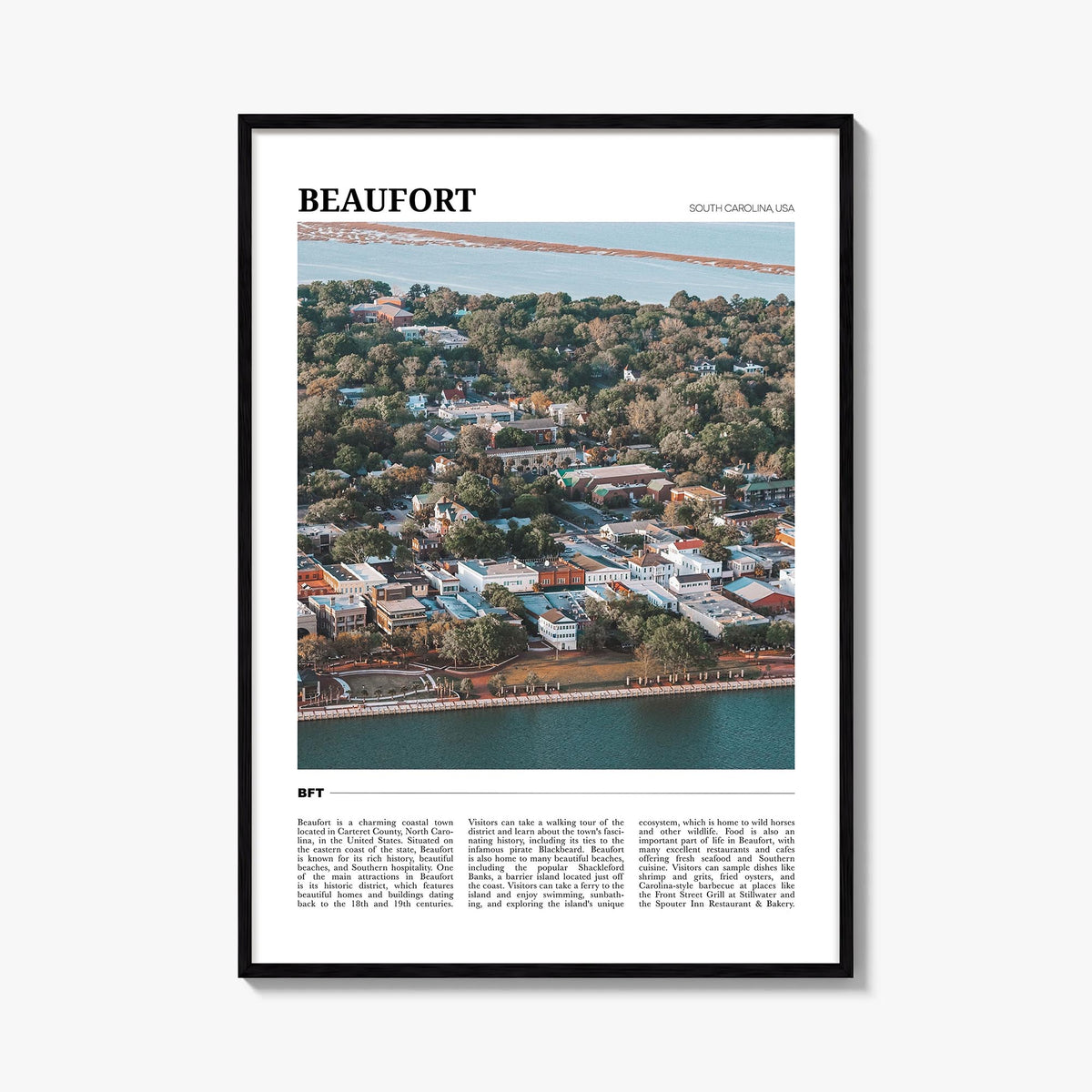 Beaufort, South Carolina colorful travel poster of South Carolina, USA – vertical wall art, unframed print shown in interior