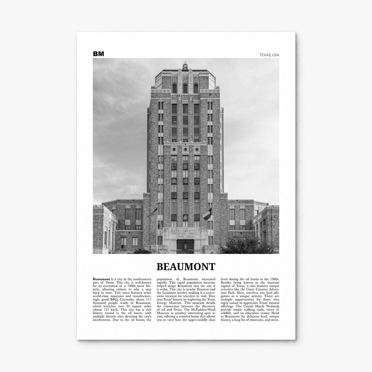 Beaumont, Texas Newspaper Poster, print only (unframed)