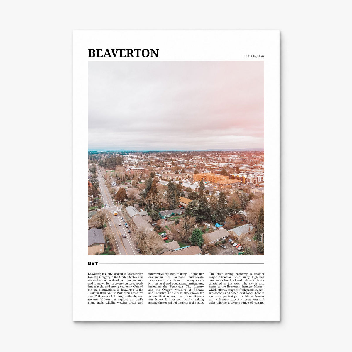 Beaverton Travel Poster, print only (unframed)