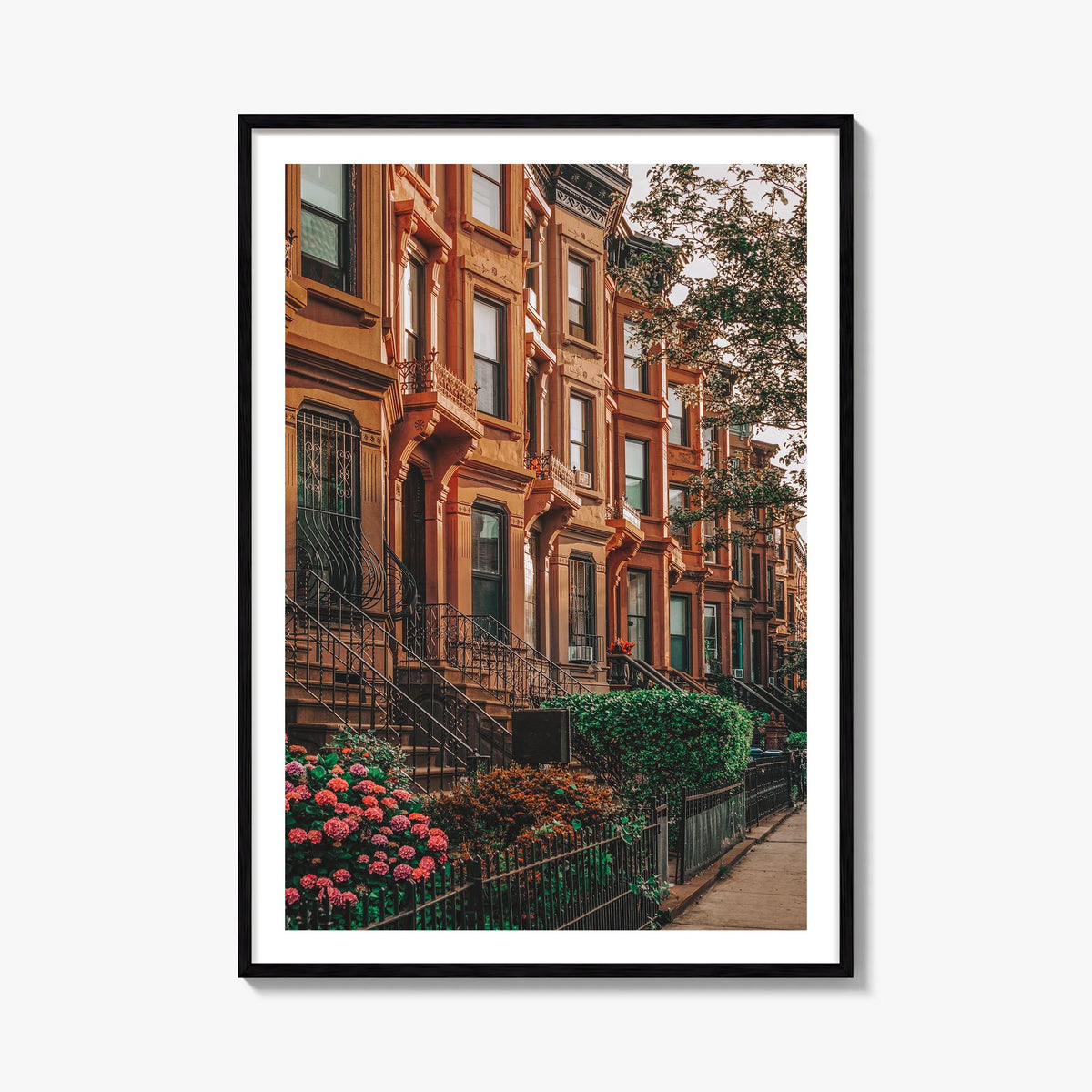 Bedford-Stuyvesant colorful photo poster of Brooklyn, New York City – vertical wall art, unframed print shown in interior moc