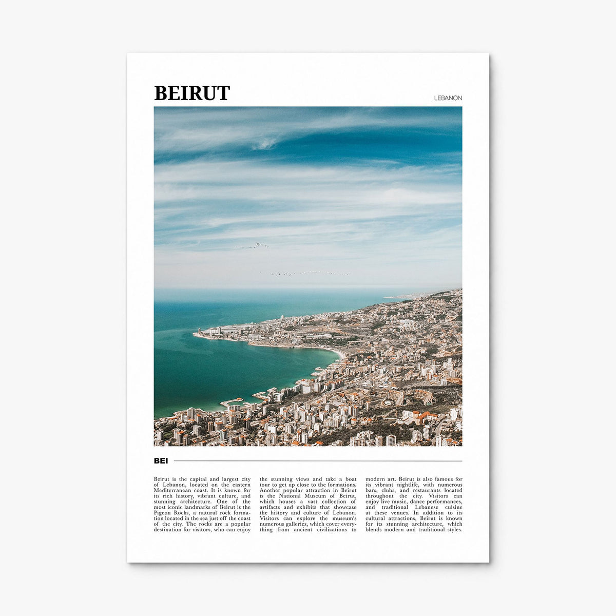 Beirut Travel Poster, print only (unframed)