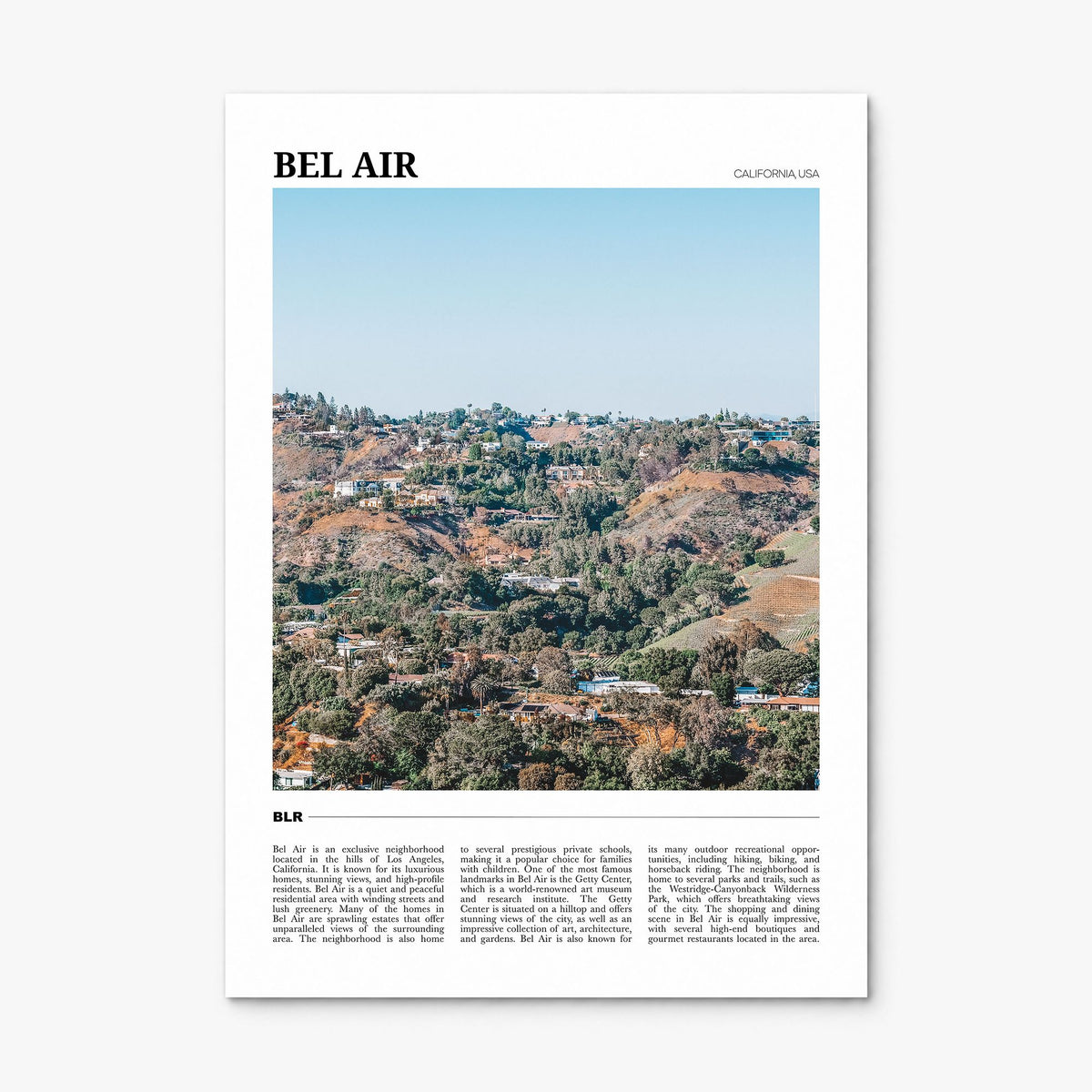 Bel Air Travel Poster, print only (unframed)