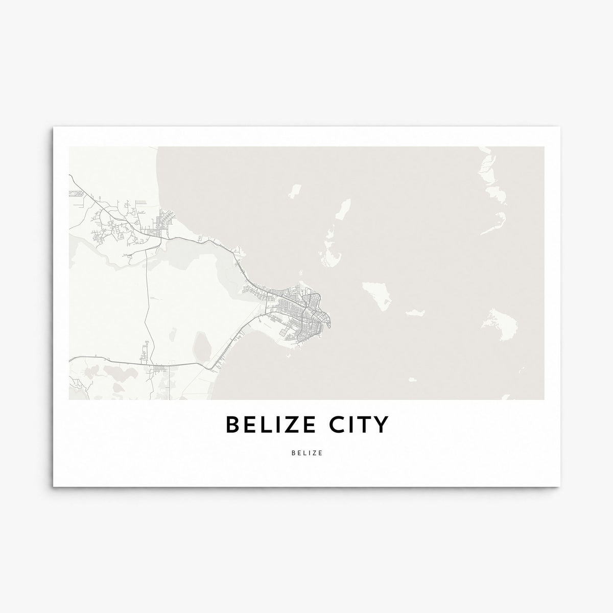 Belize City Map Poster, print only (unframed)