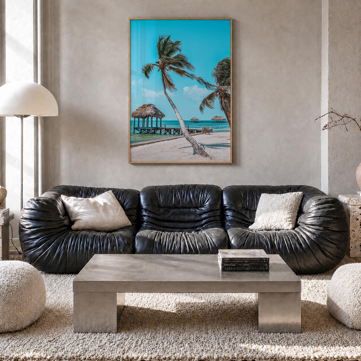 Belize colorful photo poster of Central America – vertical wall art in natural wood frame, hanging on wall