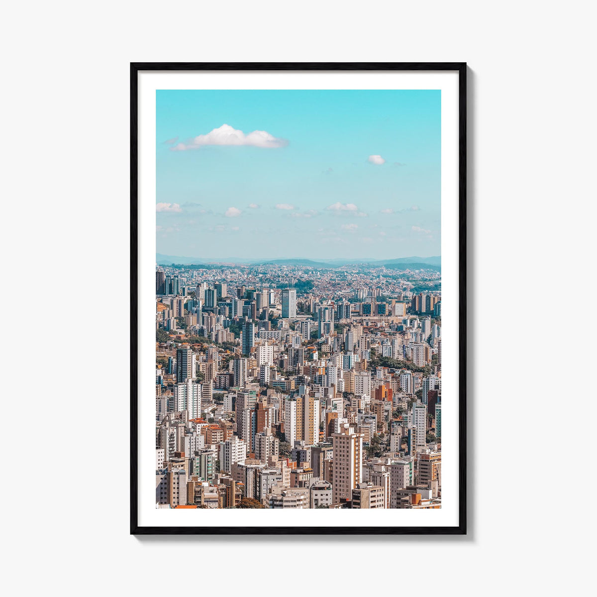 Belo Horizonte colorful photo poster of Brazil – vertical wall art, unframed print shown in interior mockup