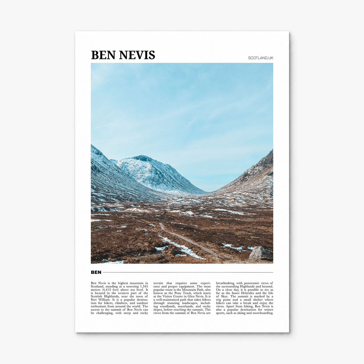 Ben Nevis Travel Poster, print only (unframed)