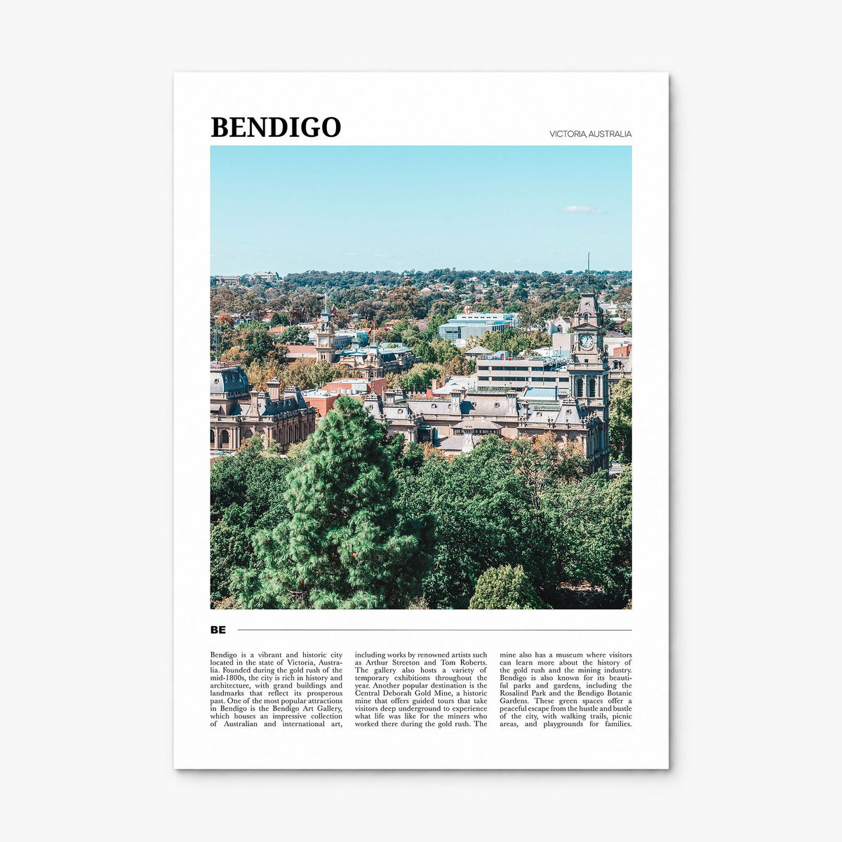 Bendigo Travel Poster, print only (unframed)
