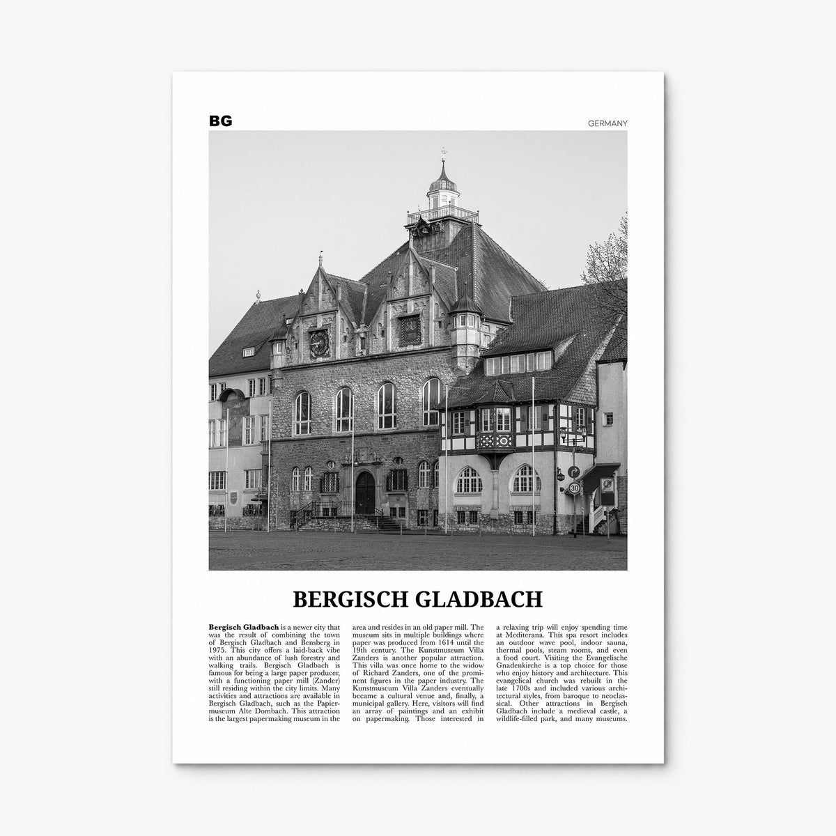 Bergisch Gladbach Newspaper Poster, print only (unframed)
