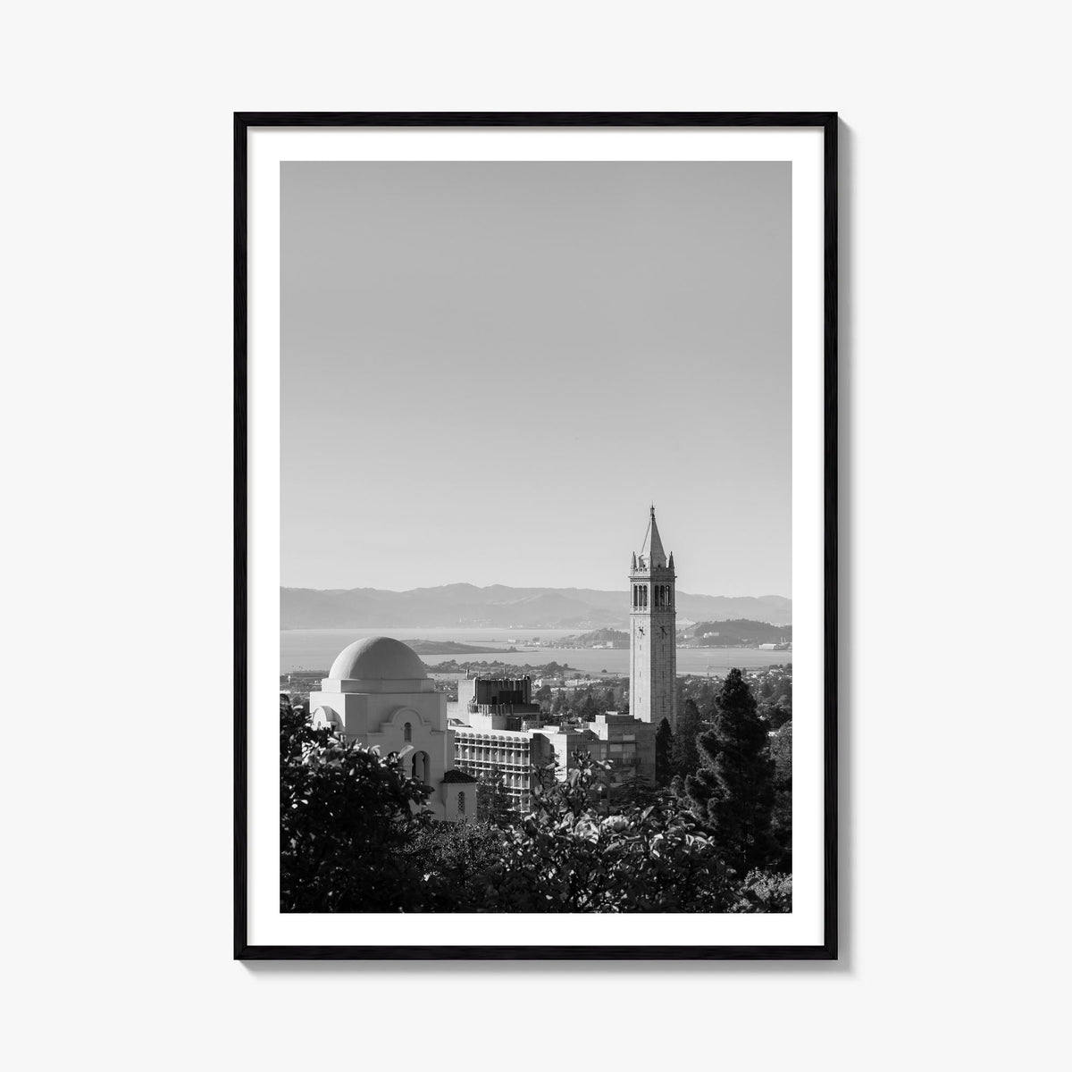 Berkeley no. 1 black & white photo poster of California, USA – vertical wall art, unframed print shown in interior mockup