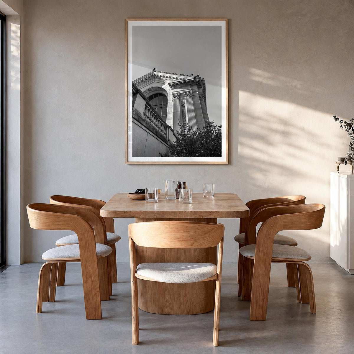 Berkeley no. 2 black & white photo poster of California, USA – vertical wall art in natural wood frame with white border, han