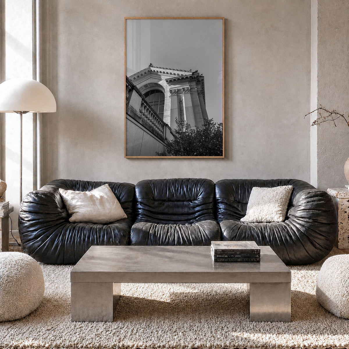 Berkeley no. 2 black & white photo poster of California, USA – vertical wall art in natural wood frame, hanging on wall