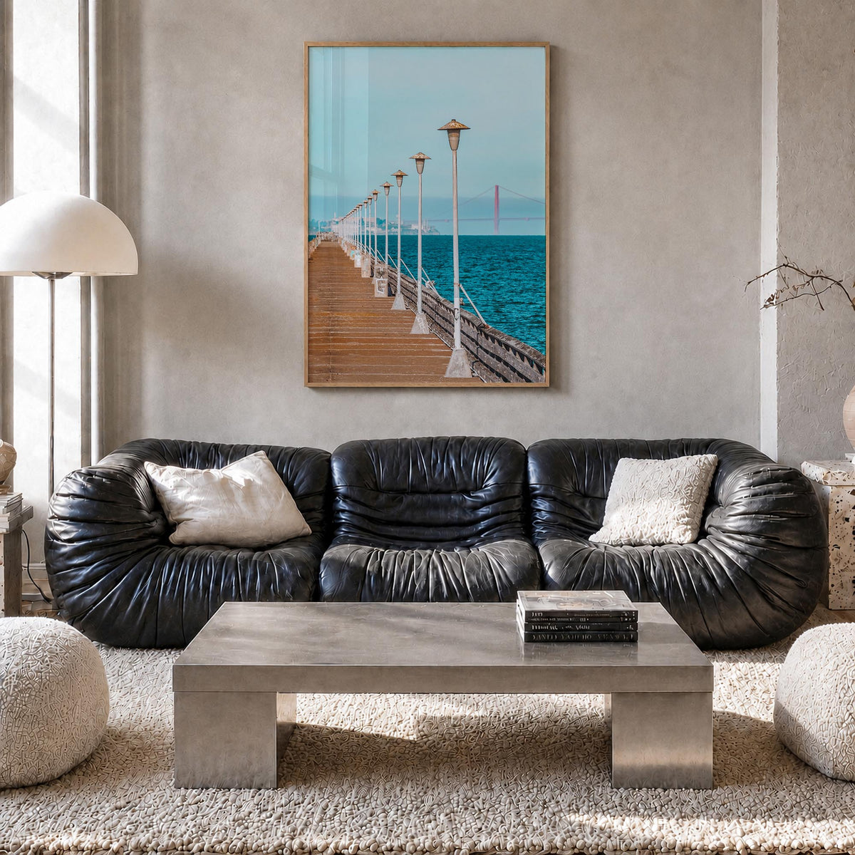 Berkeley no. 3 colorful photo poster of California, USA – vertical wall art in natural wood frame, hanging on wall
