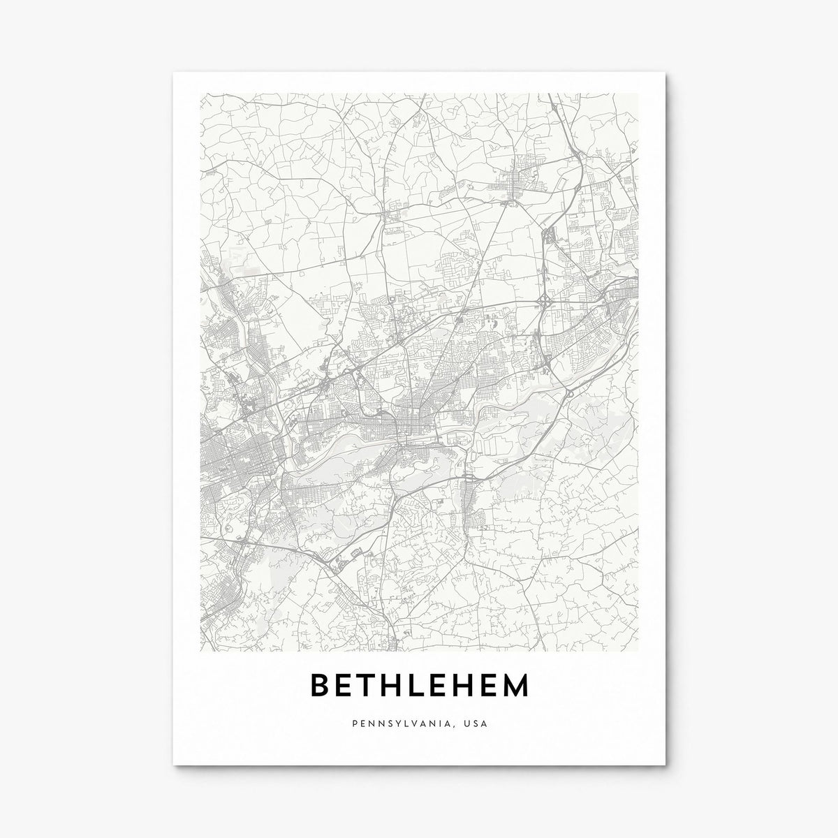 Bethlehem, Pennsylvania Map Poster, print only (unframed)