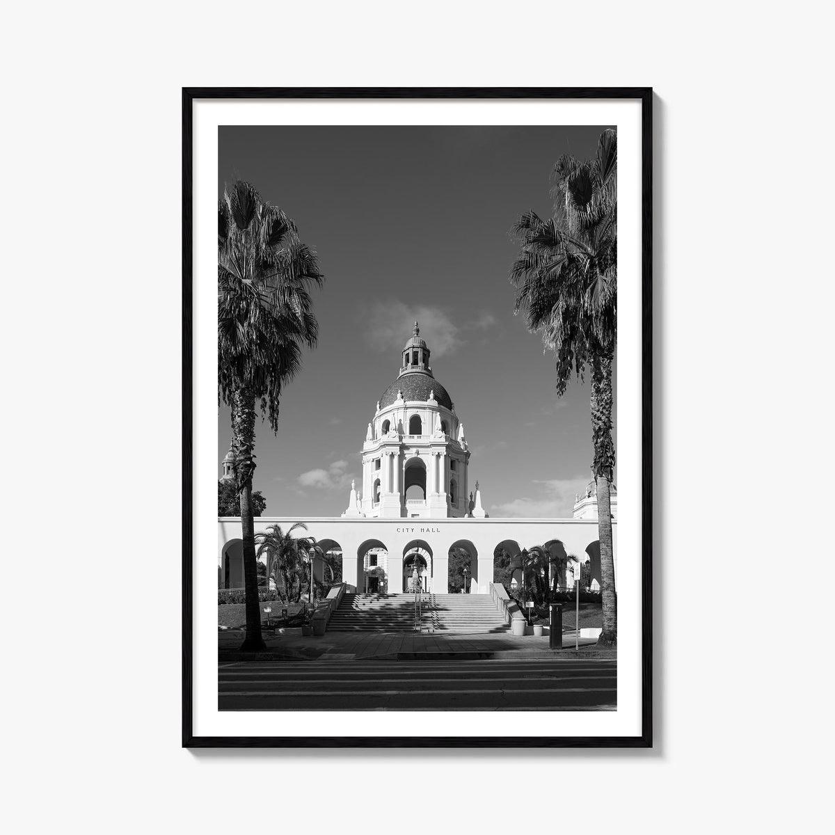 Beverly Hills black & white photo poster of California, USA – vertical wall art, unframed print shown in interior mockup