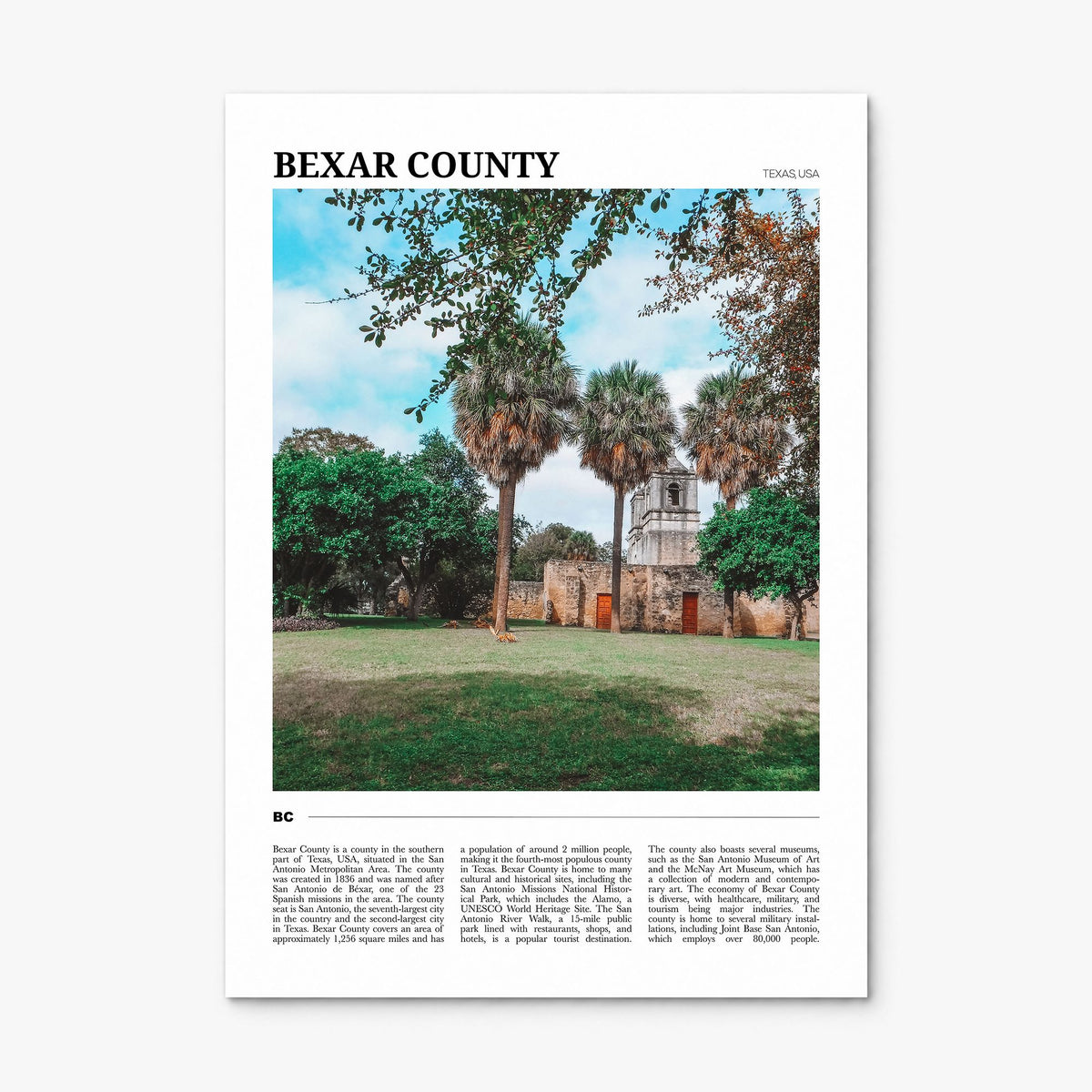 Bexar County Travel Poster, print only (unframed)