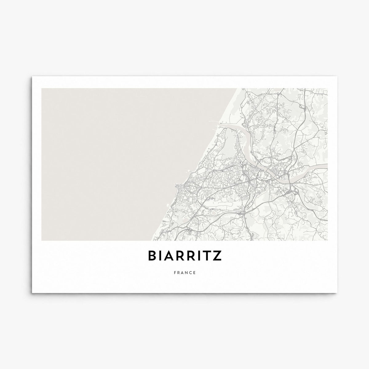 Biarritz Map Poster, print only (unframed)