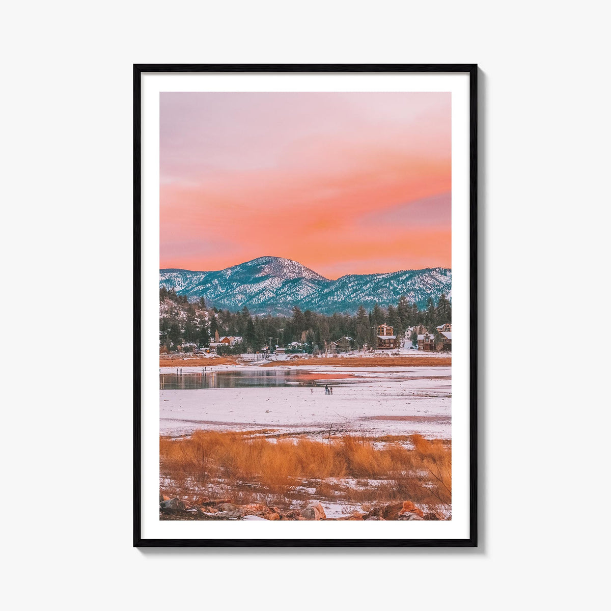 Big Bear Lake no. 1 colorful photo poster of California, USA – vertical wall art, unframed print shown in interior mockup