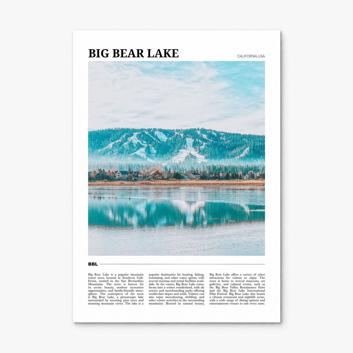 Big Bear Lake Travel Poster, print only (unframed)