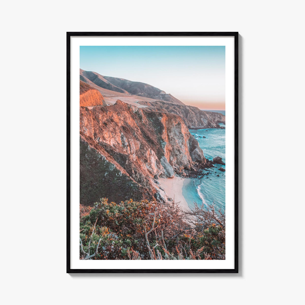 Big Sur no. 4 colorful photo poster of California, USA – vertical wall art, unframed print shown in interior mockup