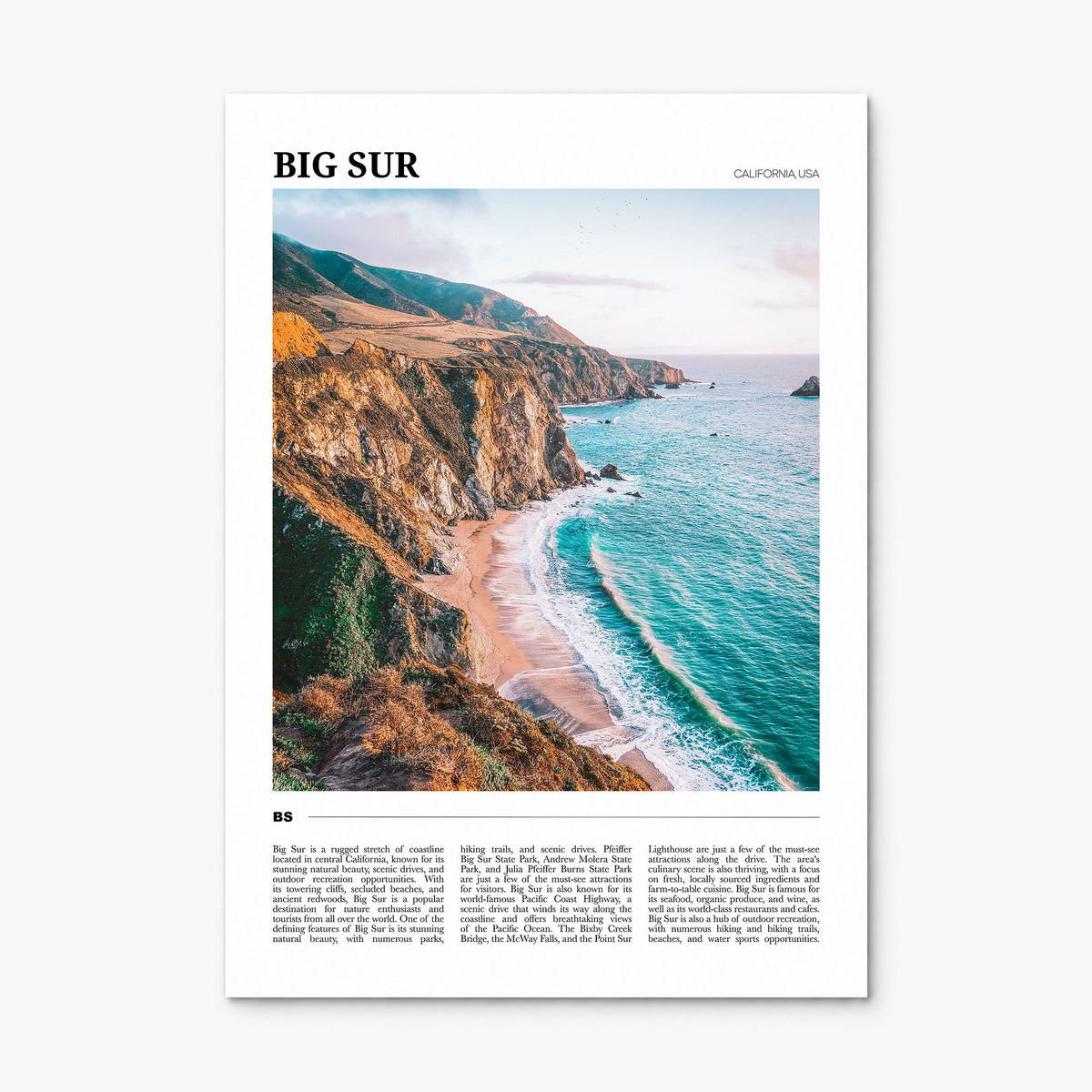 Big Sur Travel No 1 Poster, print only (unframed)