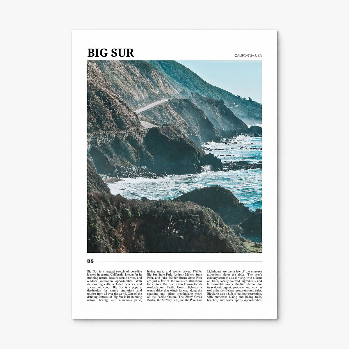 Big Sur Travel No 2 Poster, print only (unframed)