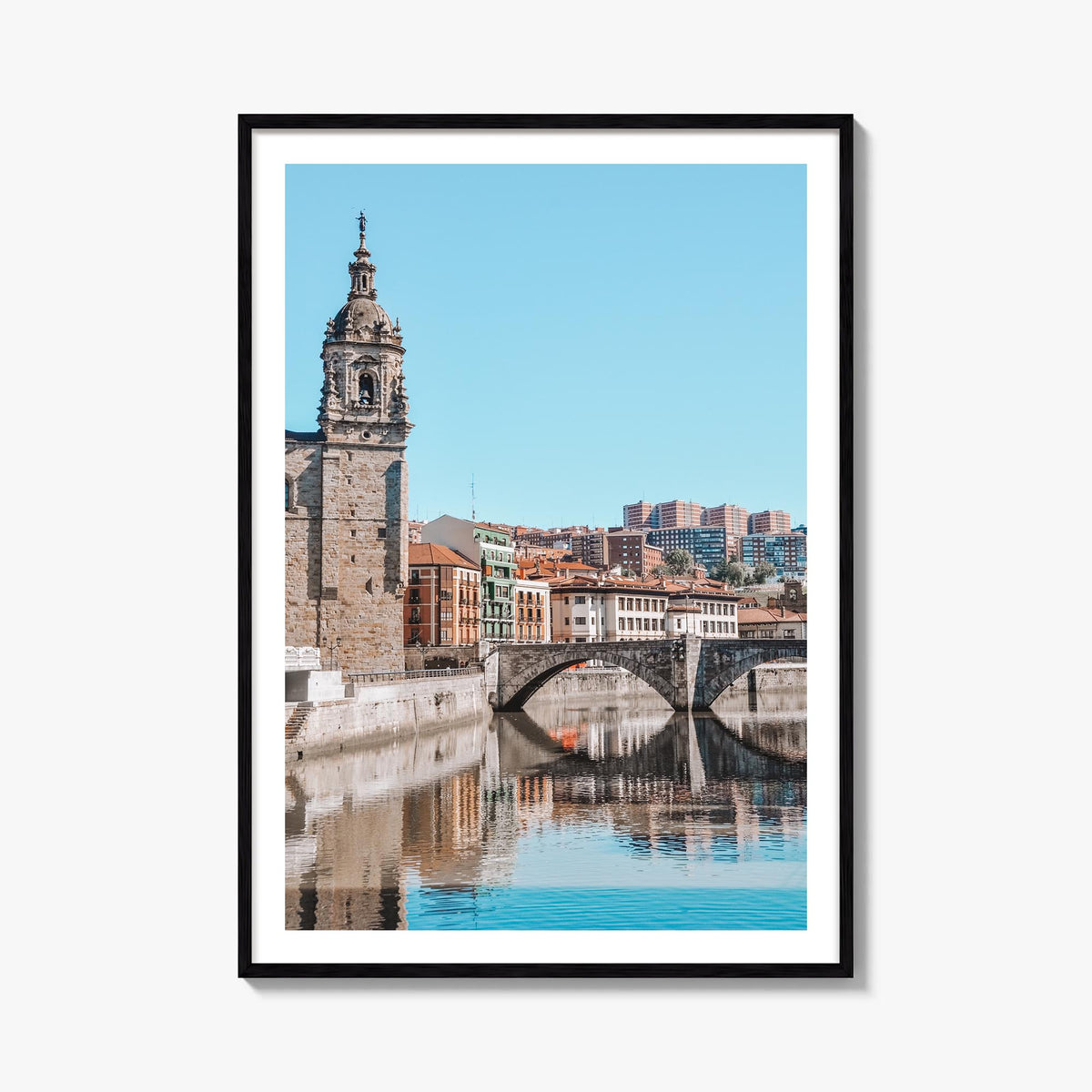 Bilbao colorful photo poster of Spain – vertical wall art, unframed print shown in interior mockup
